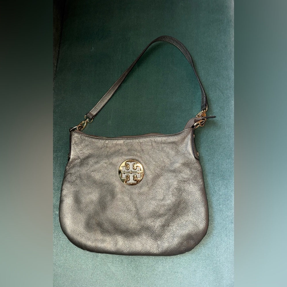 Tory Burch Leather Shoulder Bag with Gold Logo
